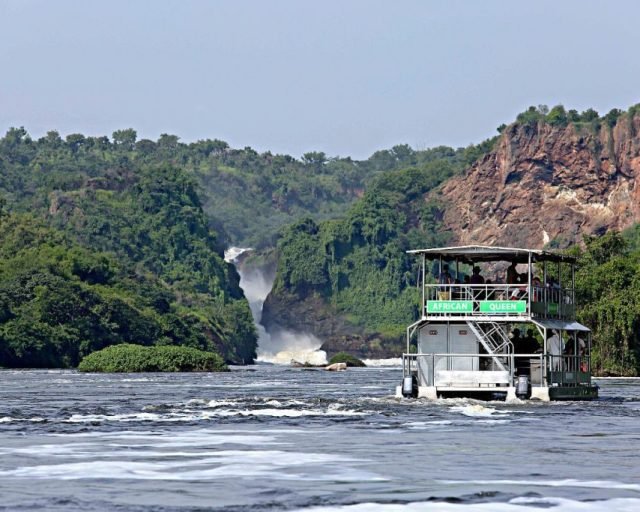 Boat cruise at bottom of falls Murchison falls