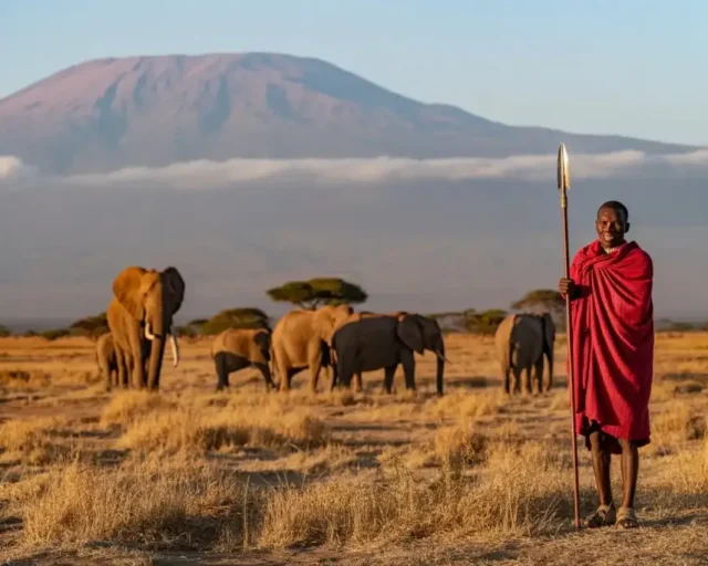 Masaai worrior in Ambosil national park